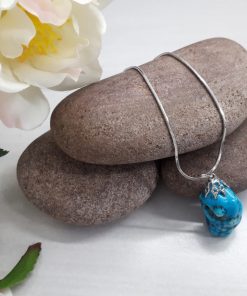 Leather protection necklace, mother protection necklace, necklace of protection. Turquoise pendant necklace – Raw Turquoise Boho necklace crystal jewelry