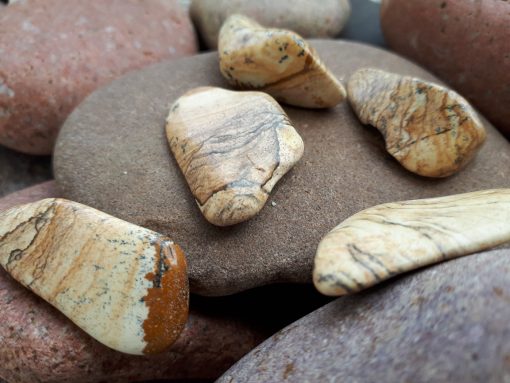 Jasper Picture Pebble – Tumbled Jasper Picture Pocket Stone – Natural Gemstone- Healing Crystal Stone – Jasper Picture palm stone