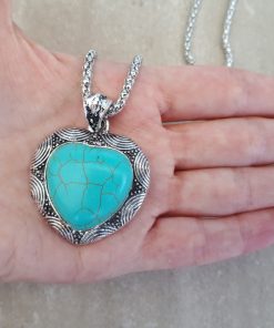 Heart shape Turquoise pendant Set- Turquoise pendant -Turquoise Heart pendant For Women