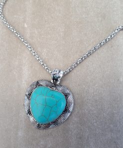 Heart shape Turquoise pendant necklace Set- Turquoise pendant -Turquoise Heart pendant For Women