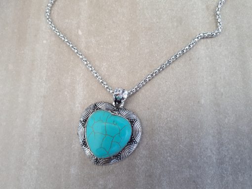 Heart shape Turquoise pendant necklace Set- Turquoise pendant -Turquoise Heart pendant For Women