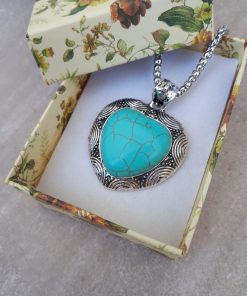 Heart shape Turquoise pendant Set- Turquoise pendant -Turquoise Heart pendant For Women