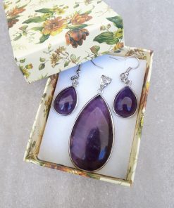 Amethyst Jewelry Set – Amethyst Pendant And Dangle Earrings. Crown chakra crystals, Crown chakra crystal grid