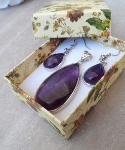Amethyst Jewelry Set for women – Amethyst Pendant And Dangle Earrings