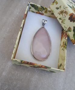 Rose quartz Jewelry Pendant for woman – Rose quartz silver Pendant set