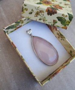 Rose quartz Jewelry Pendant for woman – Rose quartz Pendant Dangle Earrings set