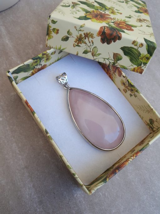 Rose quartz Jewelry Pendant for woman – Rose quartz Pendant Dangle Earrings set