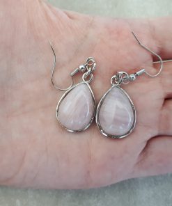 Rose quartz Pendant Dangle Earrings set- Rose quartz teardrop Earrings