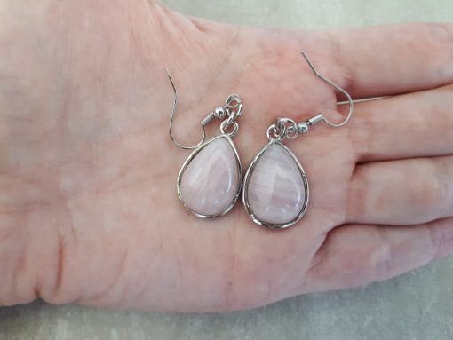 Rose quartz Pendant Dangle Earrings set- Rose quartz teardrop Earrings