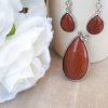 Sand stone earrings and necklace set – Sand stone jewelry set for woman