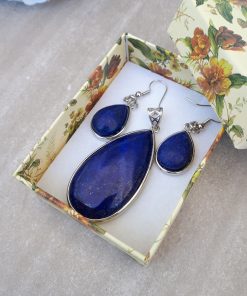 Lapis Lazuli Jewelry Set – Lapis Lazuli Pendant Dangle Earrings- Lapis Gemstone
