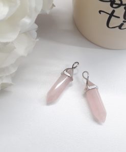 gifts for healing crystal lovers - gifts for crystal lovers. Rose Quartz Necklace -Rose quartz necklace point pendant