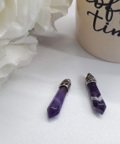 negative energy stones and crystals - negative energy removal stone. Amethyst pendant necklace - Amethyst Point Pendant