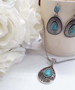 Sleeping Beauty Turquoise – Turquoise Jewelry set – Silver Turquoise Earrings Silver Turquoise Necklace, Sleeping Beauty Turquoise