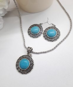 anxiety symbol necklace - anti anxiety stone necklace. Turquoise jewelry set – Turquoise stone Jewelry set