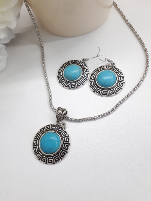 Sleeping Beauty Turquoise jewelry set– Turquoise Jewelry set – Silver Turquoise Earrings Silver Turquoise Necklace, Sleeping Beauty Turquoise