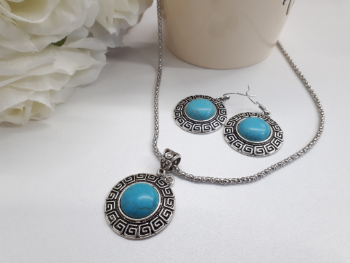 Sleeping Beauty Turquoise jewelry set– Turquoise Jewelry set – Silver Turquoise Earrings Silver Turquoise Necklace, Sleeping Beauty Turquoise