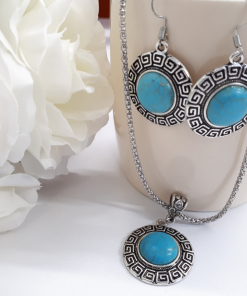 Sleeping Beauty Turquoise – Turquoise Jewelry set – Silver Turquoise Earrings Silver Turquoise Necklace, Sleeping Beauty Turquoise