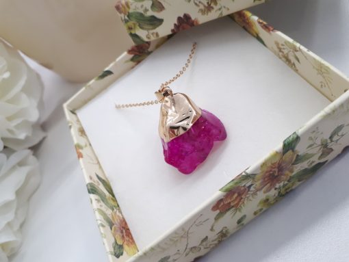 Self love stone necklace - pink love stone necklace. Pink Agate Pendant - Raw Pink Agate necklace.