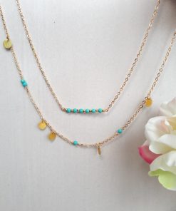 archangel protection necklace, aura protection necklace, best protection necklace. Turquoise Layered Necklace – Turquoise gold Multi Strand Necklace