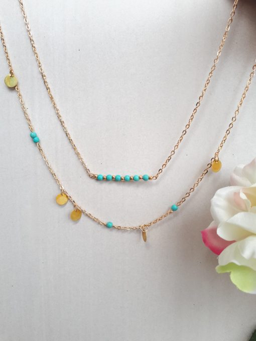 archangel protection necklace, aura protection necklace, best protection necklace. Turquoise Layered Necklace – Turquoise gold Multi Strand Necklace