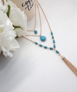 Turquoise blue necklace set, turquoise costume jewelry sets. Turquoise Layered Necklace – Turquoise gold Multi Strand Necklace