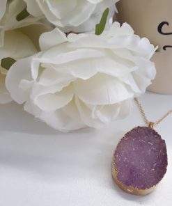 Amethyst necklace Pendant for women. purple Amethyst Druzy Reiki yoga, chakra healing Jewelry. Natural Crystal Healing Necklace