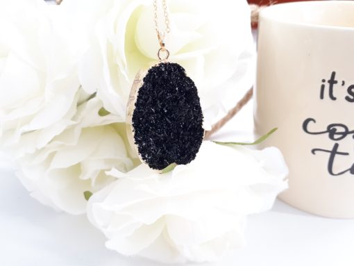 Black tourmaline metaphysical properties. Black Tourmaline Druzy Pendant – Natural Crystal Necklace – Sparkling Black Druzy Necklace
