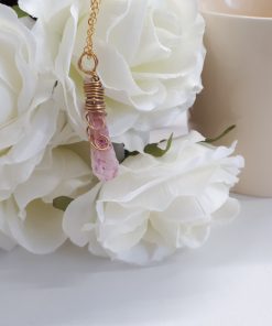 Unconditional love stone pendant necklace for Women. Natural Healing crystal necklace for Heart chakra. pink Agate Necklace for adults.