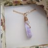 Natural Healing crystal necklace for throat chakra - Unique Crystal Pendant. purple Agate Necklace for adults. Wrapped Crystal Pendant