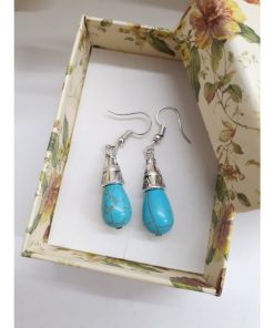 Turquoise Teardrop Earrings – Silver Dangle Earrings. healing stone earrings, magnetic healing earrings, reiki earrings