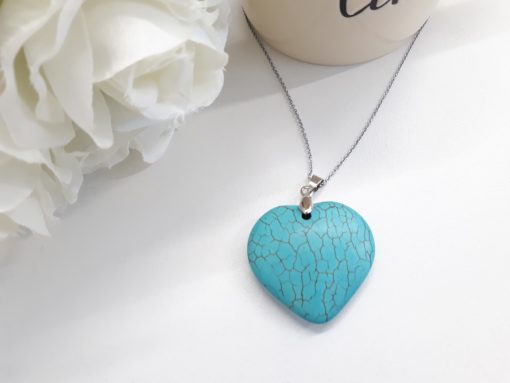 Protection crystal necklace pendant, protection necklace catholic. Turquoise Heart Necklace, Turquoise Heart Pendant