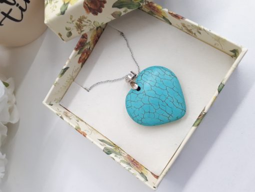 Protection crystal necklace pendant, protection necklace catholic. Turquoise Heart Necklace, Turquoise Heart Pendant