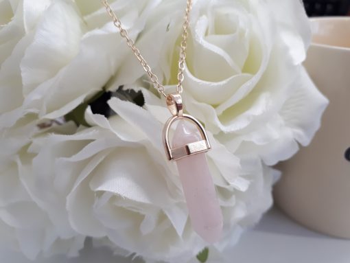 Rose Quartz Point Pendant - Crystal Point Charm - Healing Crystal Necklace - Rose Quartz Jewelry for Women
