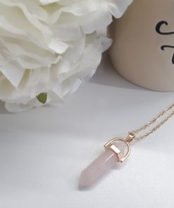 Rose Quartz Point Pendant - Crystal Point Charm - Healing Crystal Necklace - Rose Quartz Jewelry for Women