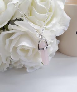 gifts for healing crystal lovers - gifts for crystal lovers. Rose Quartz Necklace -Rose quartz necklace point pendant