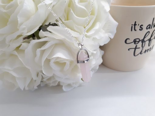 gifts for healing crystal lovers - gifts for crystal lovers. Rose Quartz Necklace -Rose quartz necklace point pendant