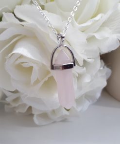 gifts for healing crystal lovers - gifts for crystal lovers. Rose Quartz Necklace -Rose quartz necklace point pendant