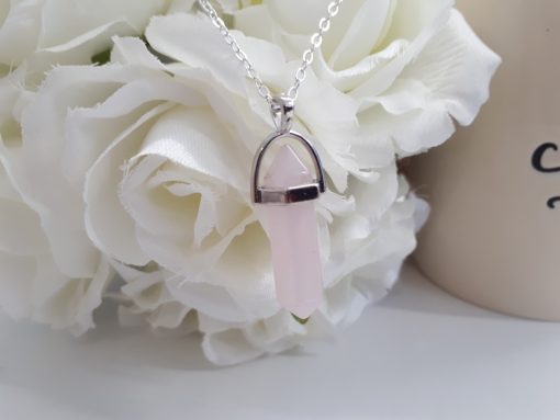 gifts for healing crystal lovers - gifts for crystal lovers. Rose Quartz Necklace -Rose quartz necklace point pendant