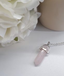 gifts for healing crystal lovers - gifts for crystal lovers. Rose Quartz Necklace -Rose quartz necklace point pendant