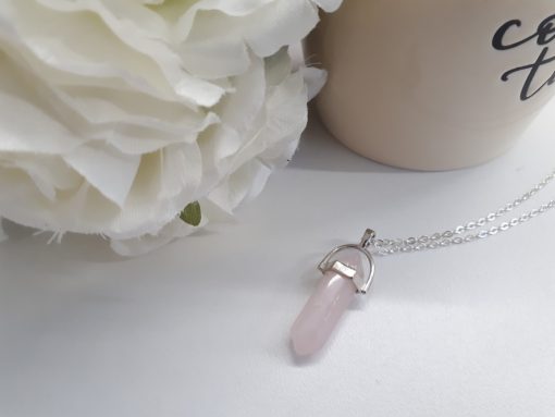 gifts for healing crystal lovers - gifts for crystal lovers. Rose Quartz Necklace -Rose quartz necklace point pendant