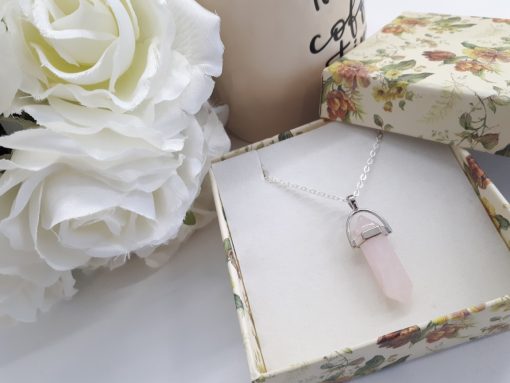 gifts for healing crystal lovers - gifts for crystal lovers. Rose Quartz Necklace -Rose quartz necklace point pendant