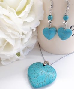 Crystal or stone for calming, crystal stones calming. Heart Turquoise Set – Heart Shape Silver Turquoise Earrings – Heart Turquoise Pendant Necklace