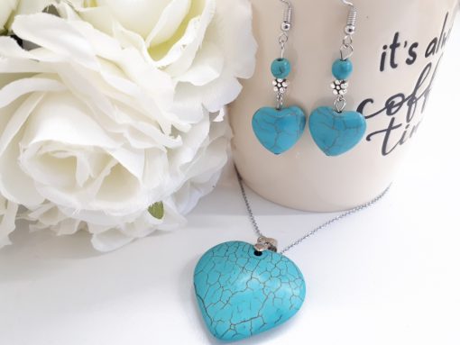 Crystal or stone for calming, crystal stones calming. Heart Turquoise Set – Heart Shape Silver Turquoise Earrings – Heart Turquoise Pendant Necklace