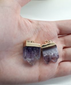 Druzy Square Amethyst Pendant – Rectangle Slice Necklace Square Amethyst – Druzy Amethyst Pendant