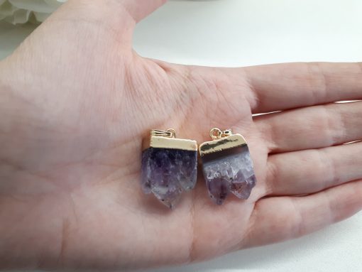 Druzy Square Amethyst Pendant – Rectangle Slice Necklace Square Amethyst – Druzy Amethyst Pendant