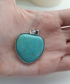Turquoise Heart shape Pendant - Heart Necklace Charm - Turquoise Necklace - Turquoise Heart Jewelry for women