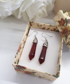 Red Jasper dangle earrings – Handmade silver Red Jasper dangle earrings. crystals for calming the mind, healing stones for calming
