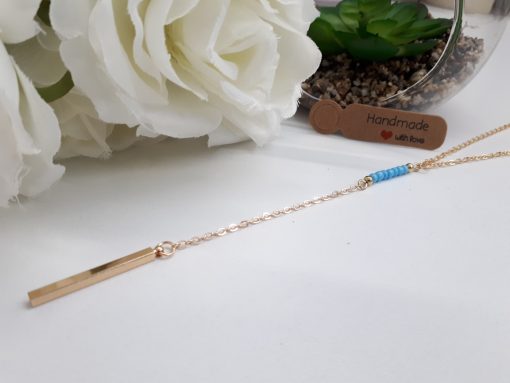 Mother protection necklace, necklace of protection. Gold And Turquoise Beads Y necklace – Layering Gold Necklace