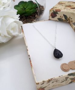 Fertility stone necklace, fertility stone to buy. Black Lava Stone Necklace – Lava Stone Pendant, Essential Oil Diffuser Jewelry